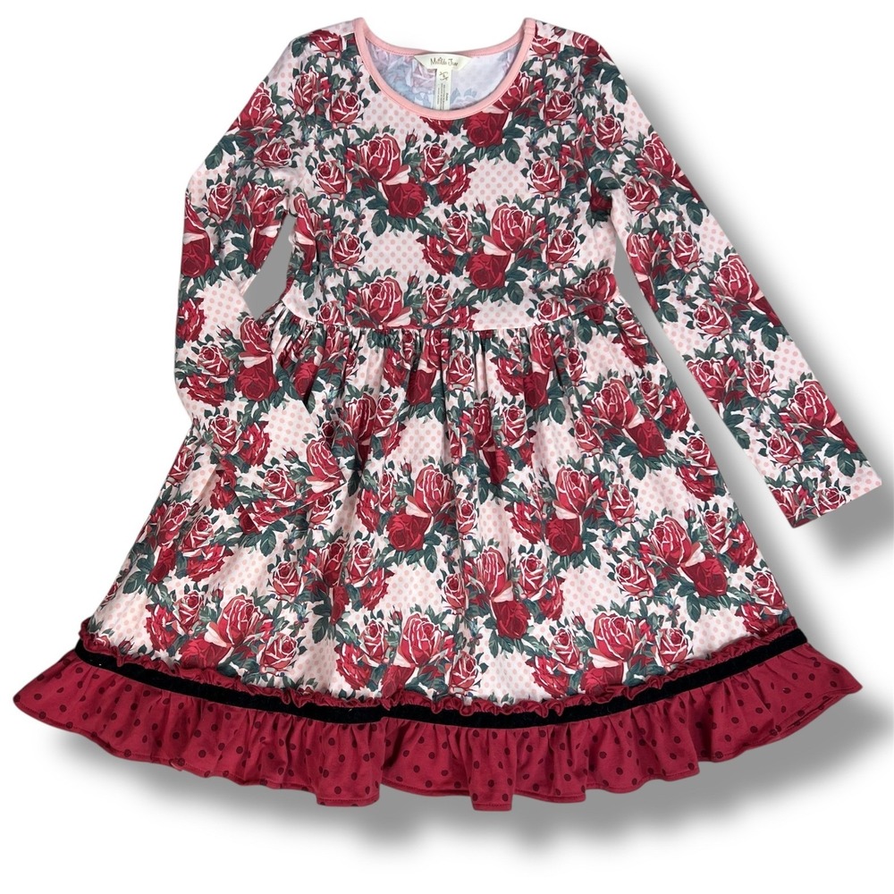 Matilda Jane Girls 8 Matilda Jane Kensley Dress Just Imagine Floral Dot Ruffle